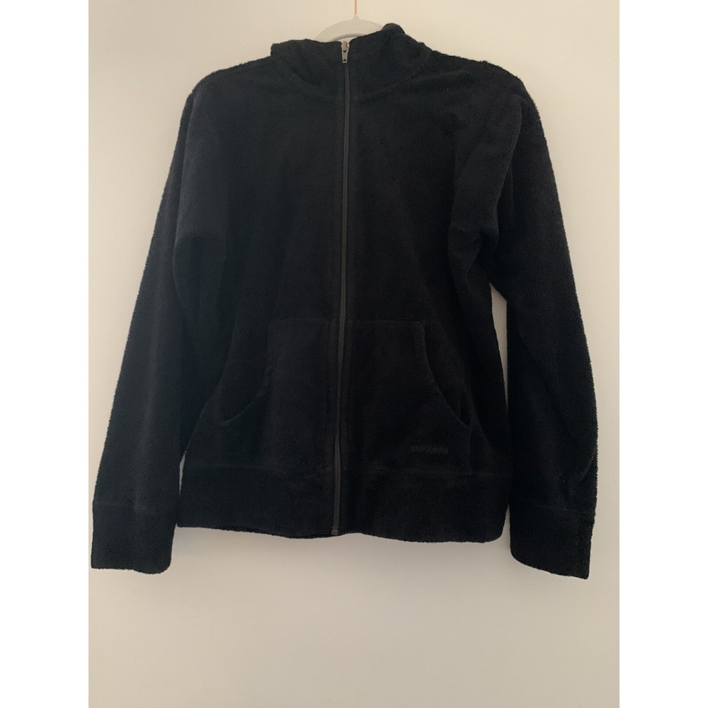 Patagonia Women's Plush Fleece Hoodie Size Medium Black Full Zip